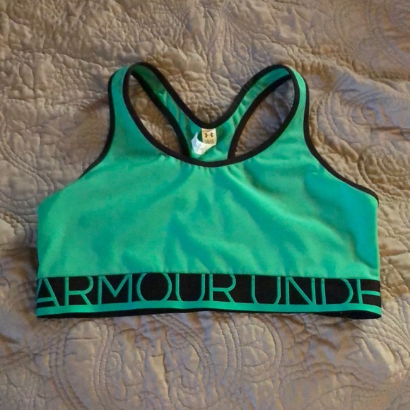 UA green sports bra size L - Picture 1 of 3